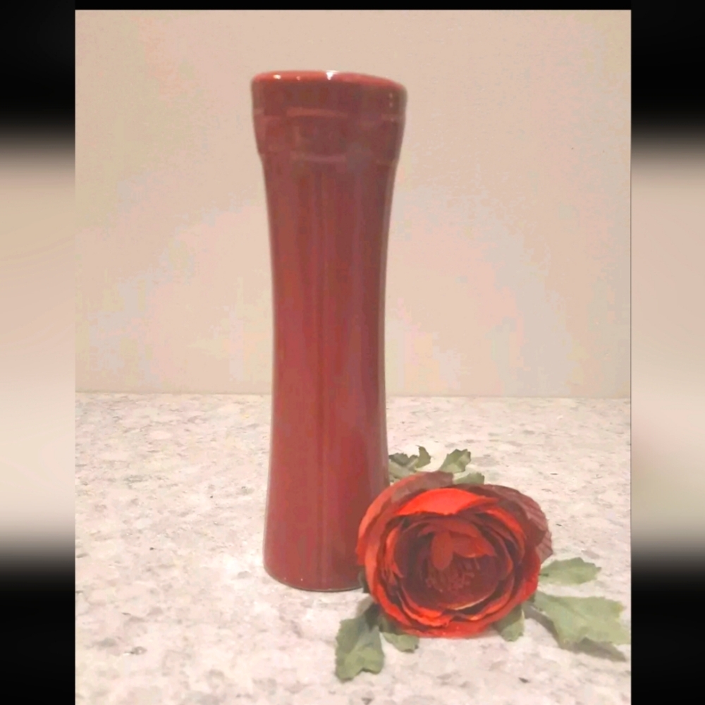 Longaberger Woven Traditions Vitrified Pottery Bud Vase ~ Paprika ~ 6-7/8"